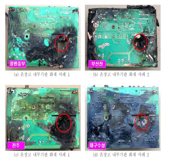 전기온장고 내부기판 결함에 의한 화재 사례