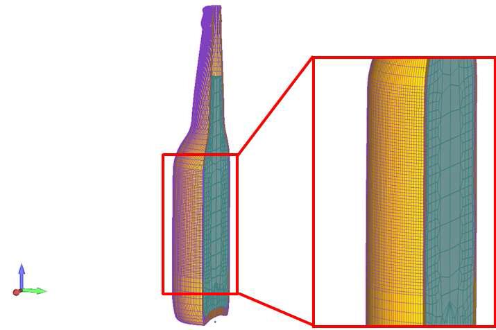 개발된 맥주병의 3차원 유한요소 해석 모델