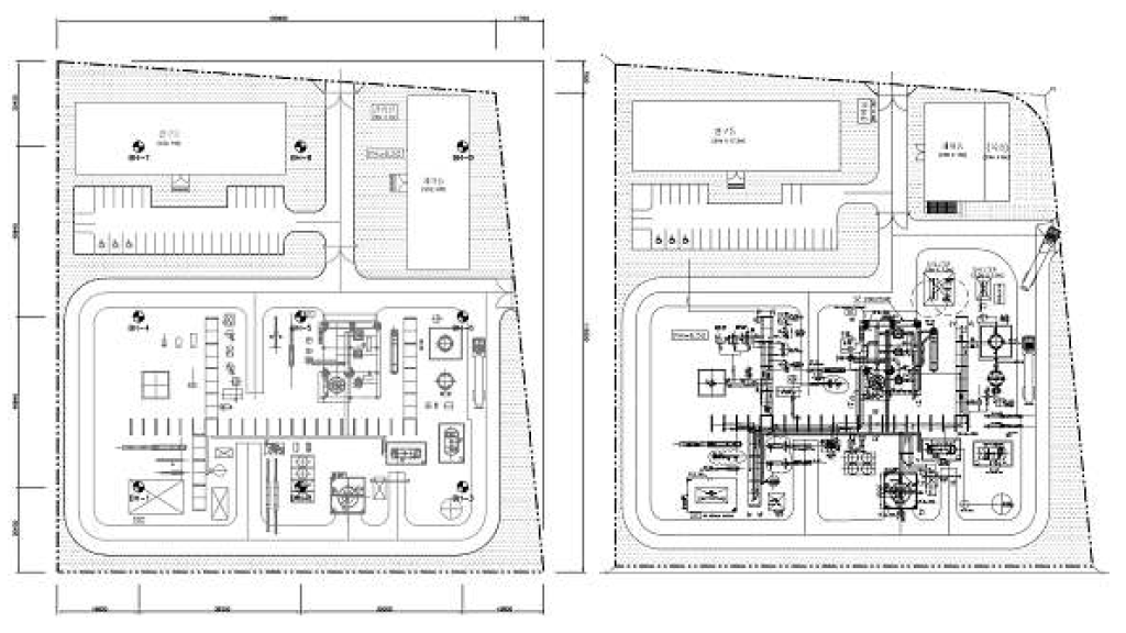 LNG·극저온기계기술 시험인증센터 Plot plan(좌)과 시설 Layout(우)