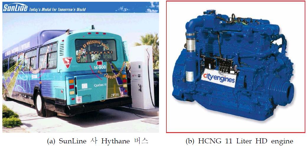Hythane 버스 및 HCNG 엔진의 모습