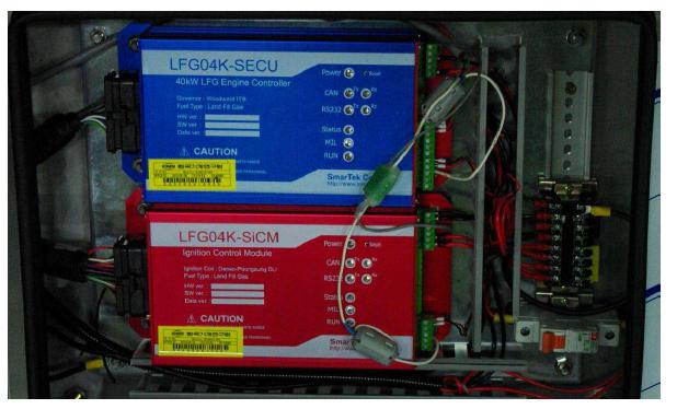 합성가스 전소엔진용 Ignition control Module과 범용 ECU의 모습