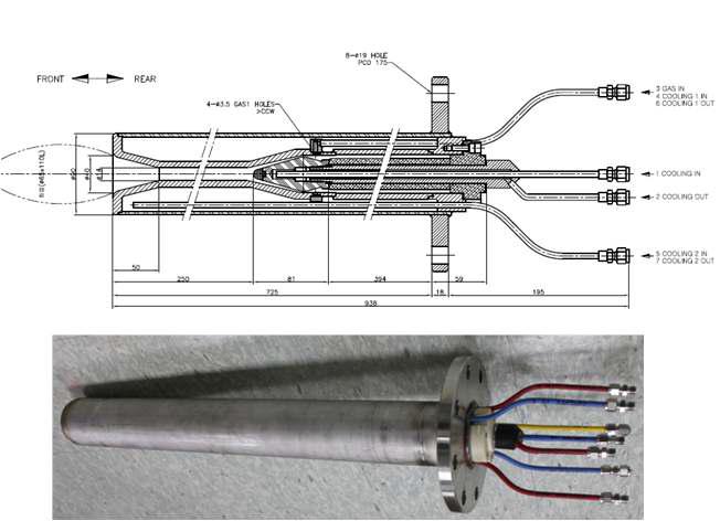 10kW급 CO2 plasma torch 도면 및 사진