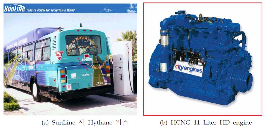 Hythane 버스 및 HCNG 엔진의 모습