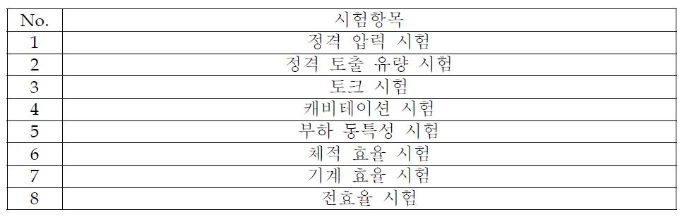 주요 성능 시험 항목