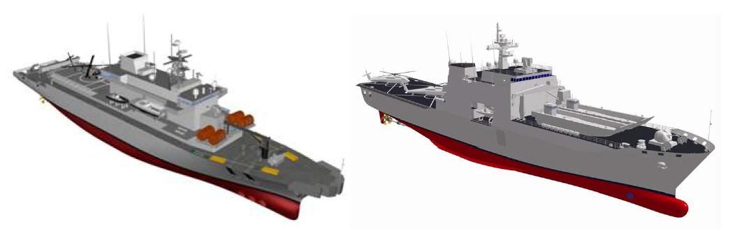 수상함구조함(ATS-II)과 차기상륙함(LST-II) D/B 구축 중