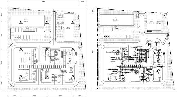 LNG·극저온기계기술 시험인증센터 Plot plan(좌)과 시설 Layout(우)