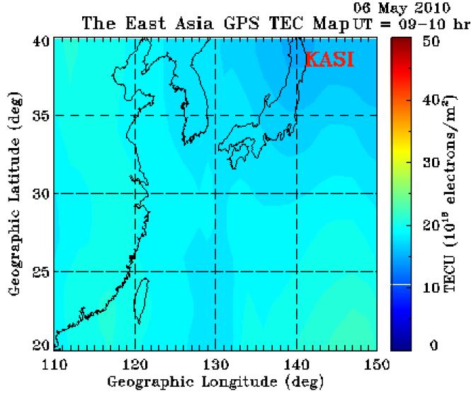 1시간 간격 동북아시아 2차원 GPS 총전자량 맵