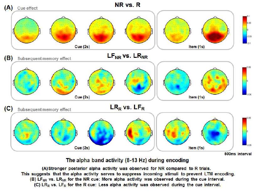 부호화(encoding) 동안의 알파파(8-13Hz) 활동