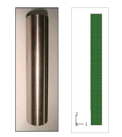 Finite element model for the thermal fatigue test specimen