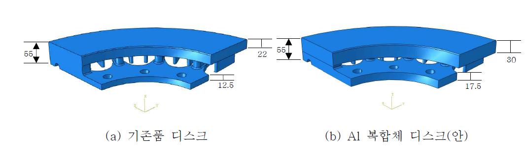 주물디스크와 알루미늄 복합재 디스크의 형상