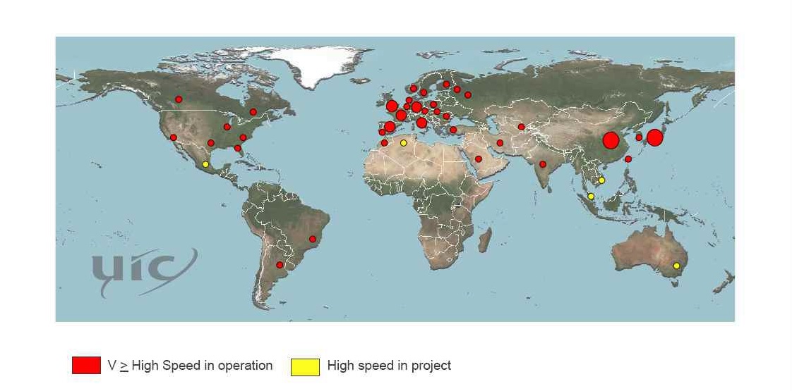 그림 3.6 2025년 세계 고속철도 시스템 분포 예측