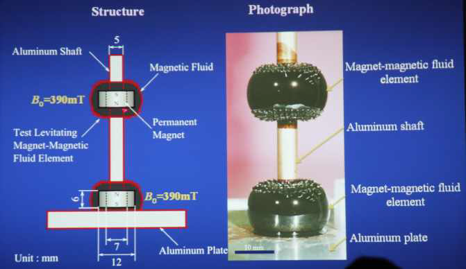 그림 6.1.21 Levitating magnet-magnetic fluid element 시스템의 기본 구조
