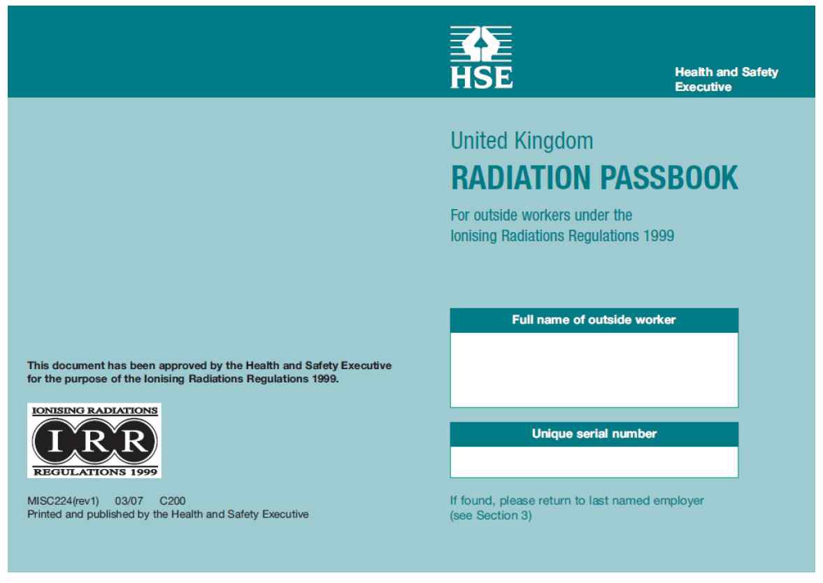 그림 10. 영국의 Radiation passbook