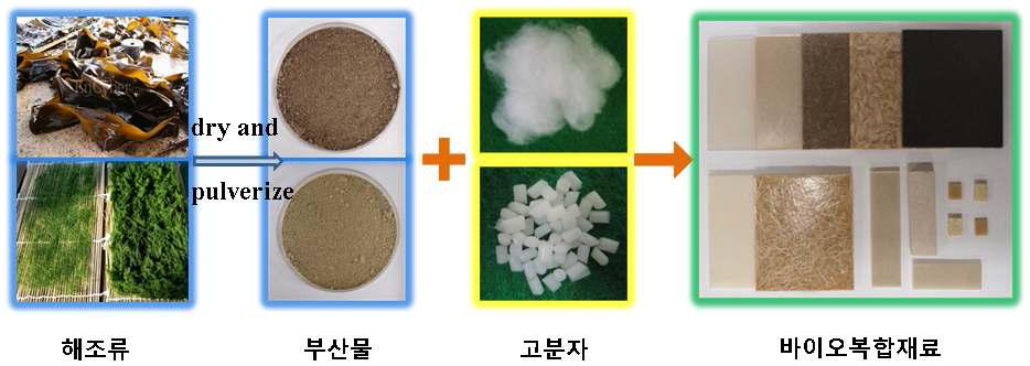 해조류 부산물 이용 바이오복합재료 개발기술 연계도.