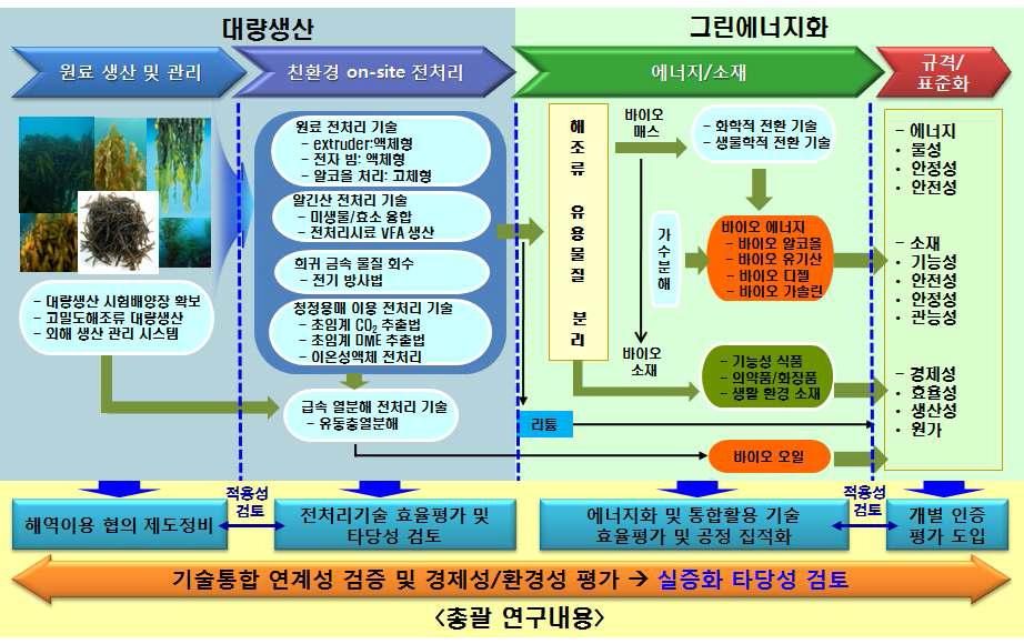 해조류 바이오매스 대량생산 및 통합활용 추진체계도