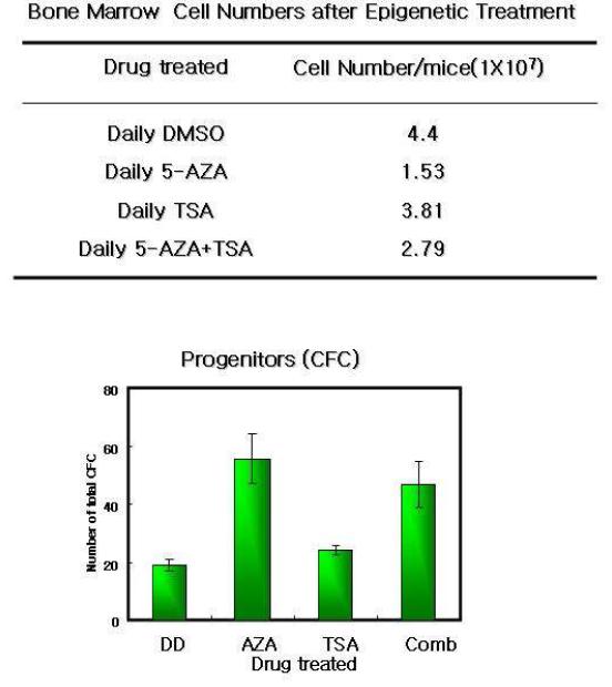 후성유전학적 변형이후 BM 세포수 변화