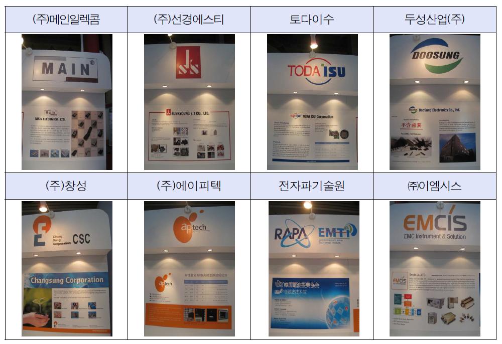 EMC China 2011 전시회 한국관 업체 전시품목