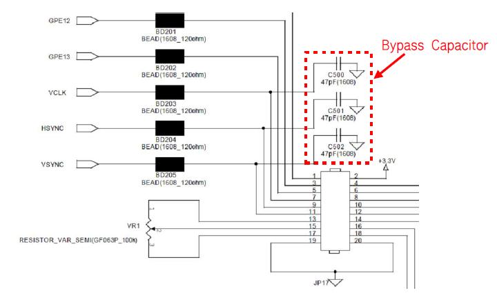 LCD 클럭 회로부 Bypass Capacitor 적용