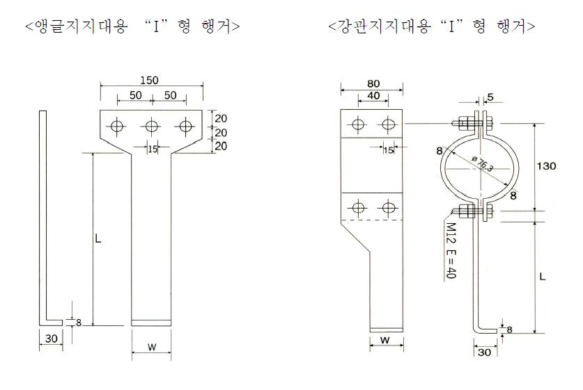 “I”형 행거의 형상 및 치수