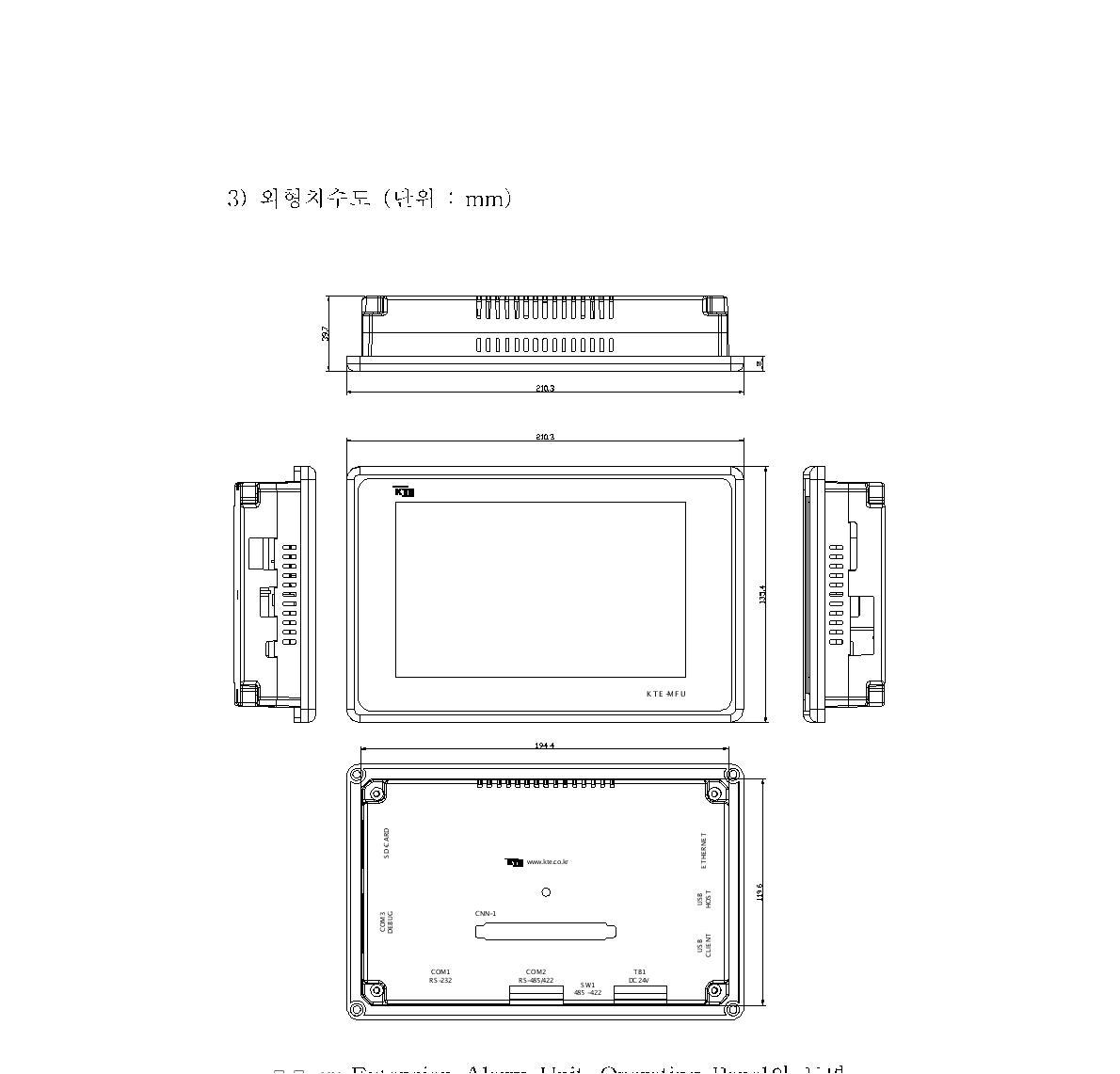 Extension Alarm Unit, Operating Panel의 도면