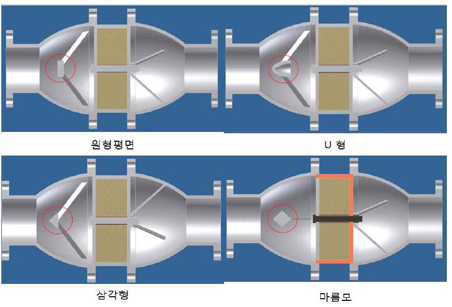 완곡선 하우징 충격 완화 형상 모델