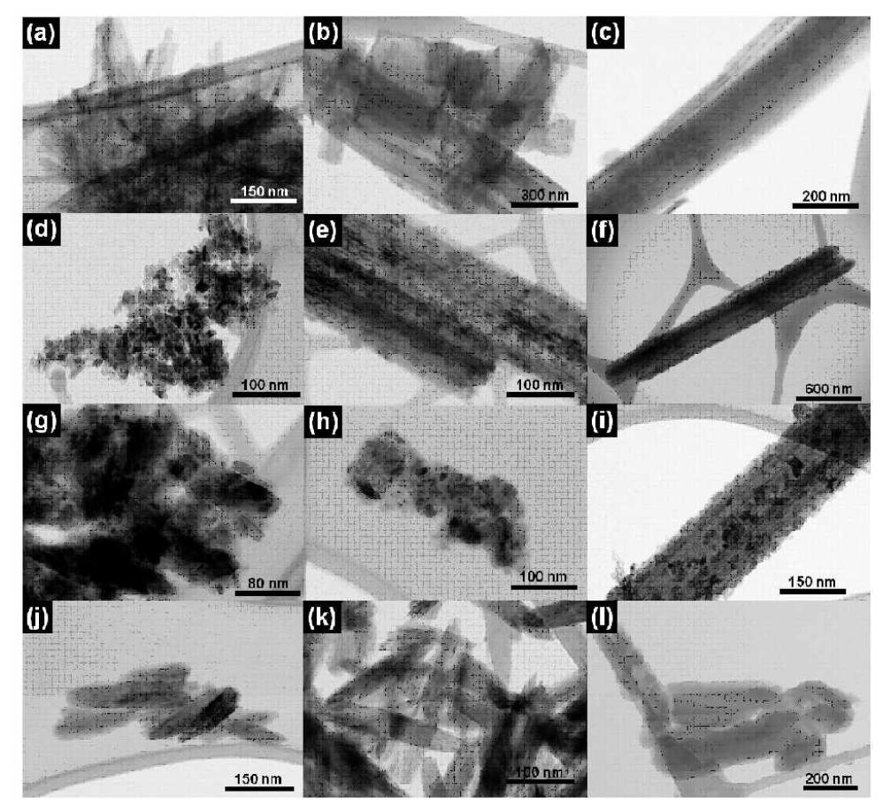 TEM images of acid treated titanates.