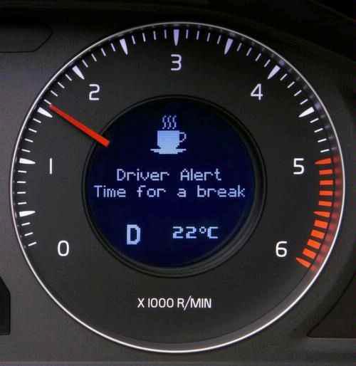 Volvo사의 Driver Alert의 계기판 경고