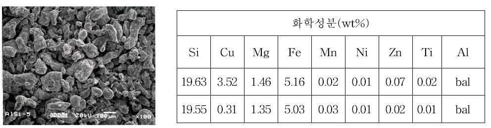 분말형상 및 성분