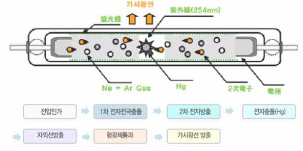 냉음극 형광램프(CCFL)의 구조 및 원리