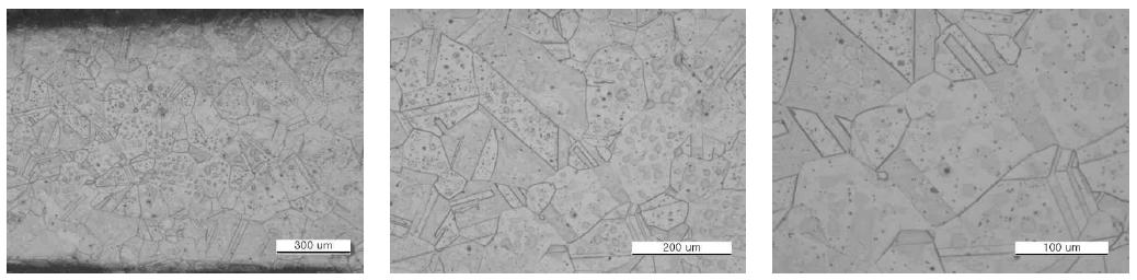 1050℃/0.5hr 조건으로 풀림 열처리 후 미세조직-내부