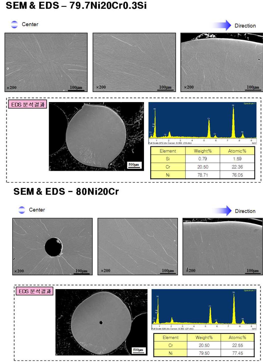 80Ni-20Cr합금의 미세조직(SEM 이미지)