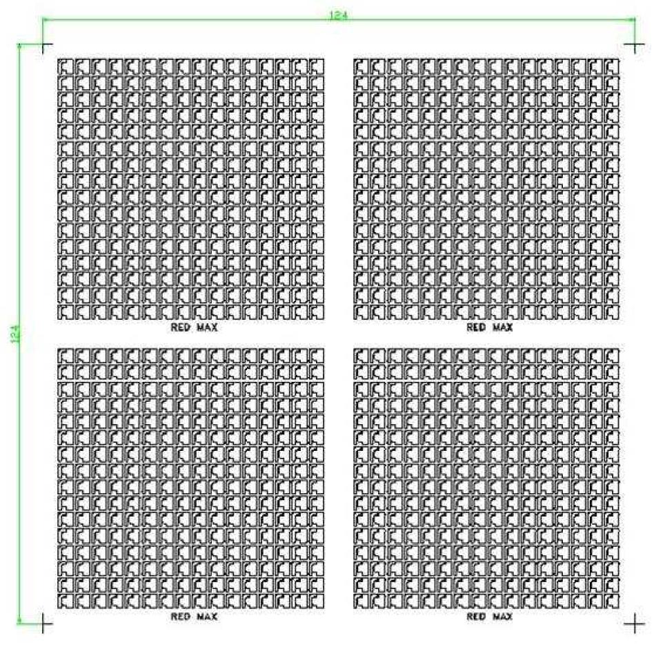 124x124 mm2 크기 기판의 표면 전극 패턴.