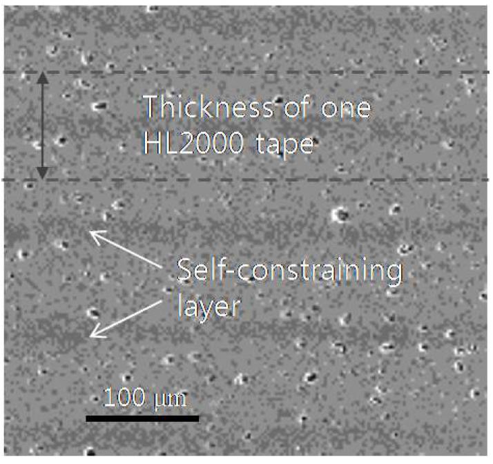 Microstructure of a sintered laminate consisting of HL2000 tapes.