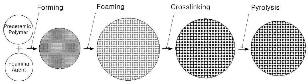 Fabrication process of cellular/microcellular ceramics using foaming agents (U.S. Patent, 2006)