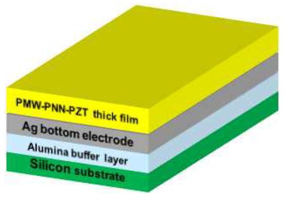 alumina buffer layer을 사용한 압전 후막의 구조