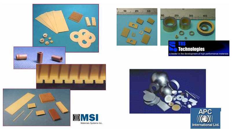 해외에서 개발된 다양한 형상의 압전 세라믹스