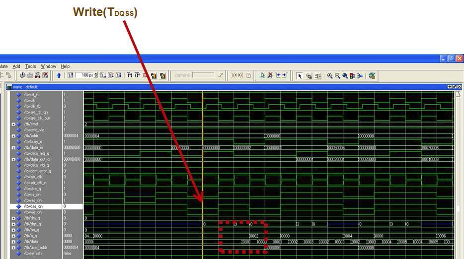 DDR Core Simulation DDR 메모리 Write 결과