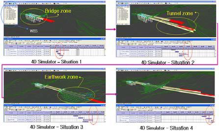 철도시설의 4차원 모델 모의 공사 기능