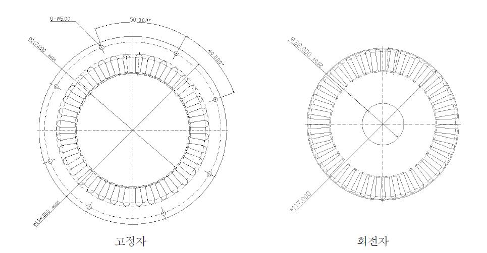 3.7kW 4극 3상 유도전동기 코어 도면