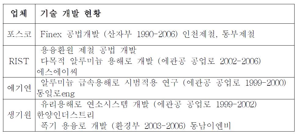 국내업체 기술 개발 현황