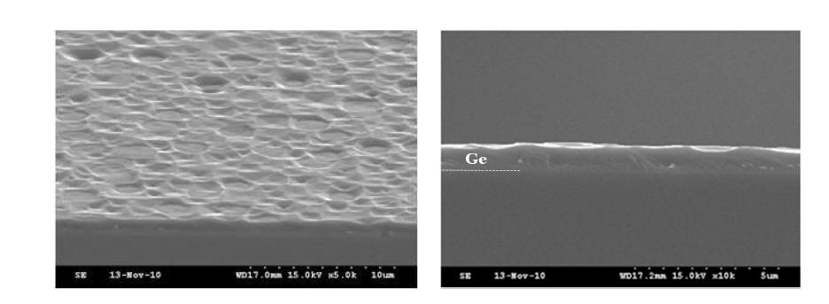 성장된 Ge 에피층의 SEM 사진 (Ge 에피 두께 : 930.81 nm)