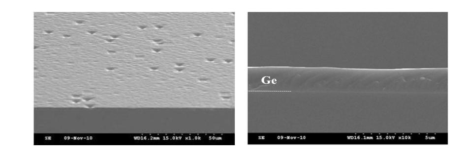 성장된 Ge 에피층의 SEM 사진 (Ge 에피 두께 : 1.80 μm)