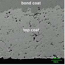 SEM micrograph of coating at the location of CC at new blade