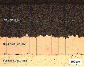 Crosssectional view of an assprayed coating specimen