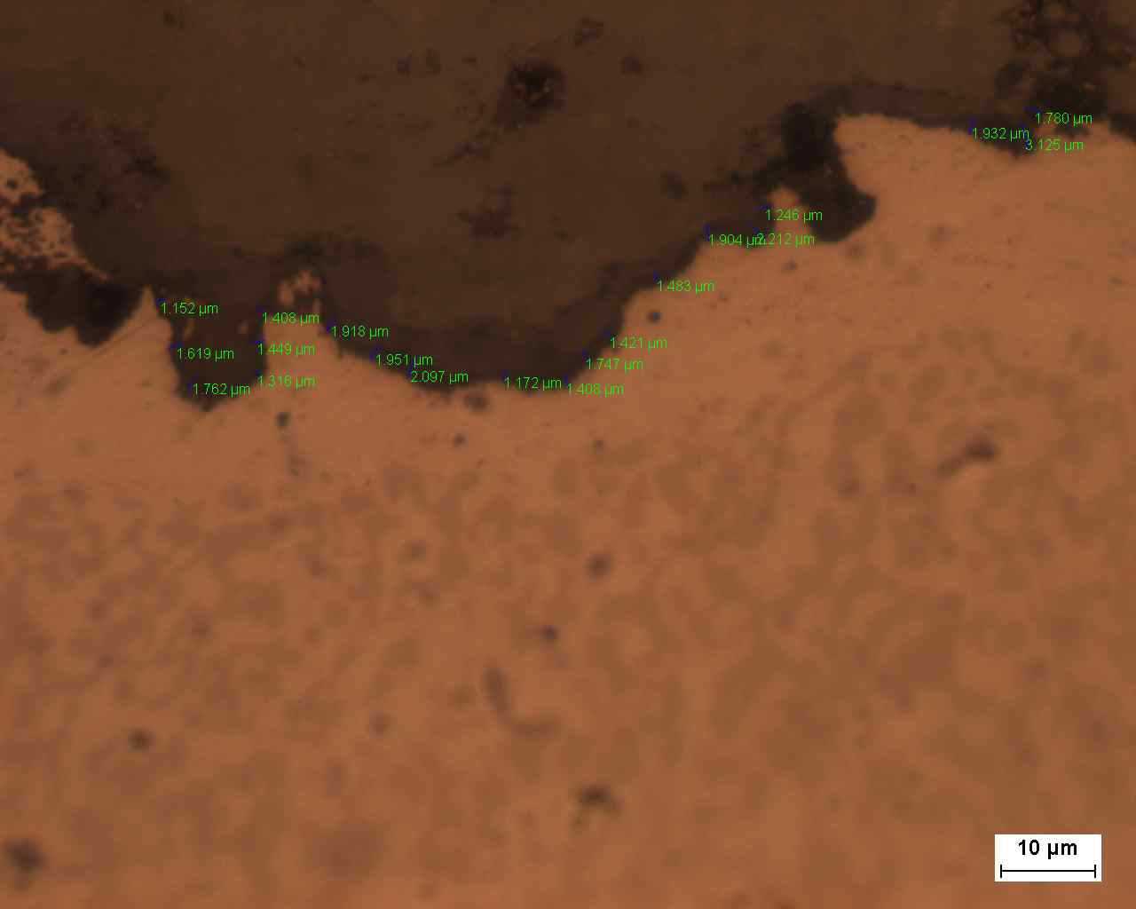 Micrograph showing TGO (20 cycle at 1,100℃)