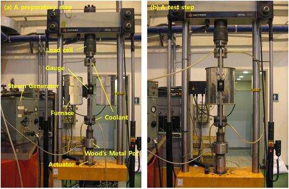 The equipment for tensile and LCF tests