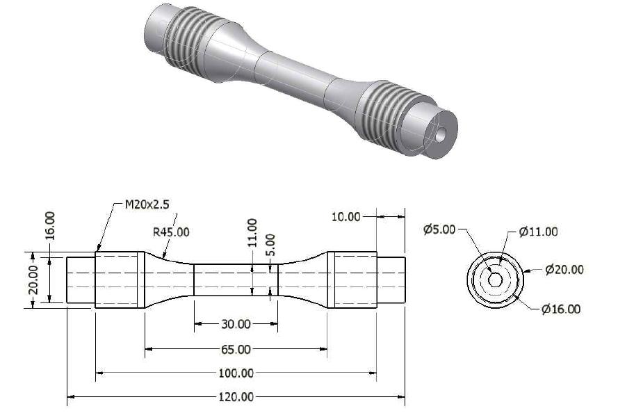 The sketch of the TMF specimen according to ASTM E2368-04