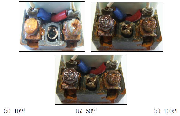 차단기 염수분무에 의한 산화부식 비교