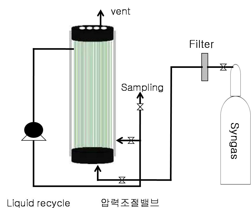 중공사막 필터를 이용한 생물반응조 공정도.