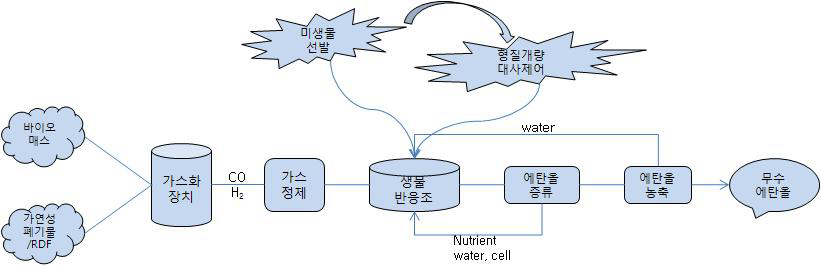 합성가스 발효에 의한 에탄올 생산 공정도